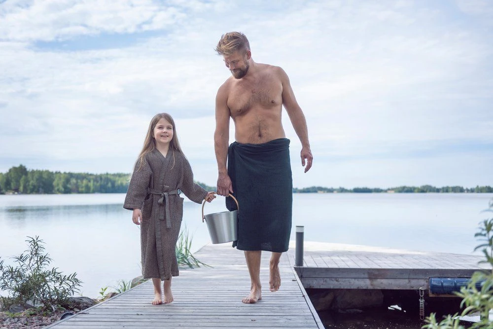 Rento Badjas Kenno Kinderen L/XL Zwart/beige